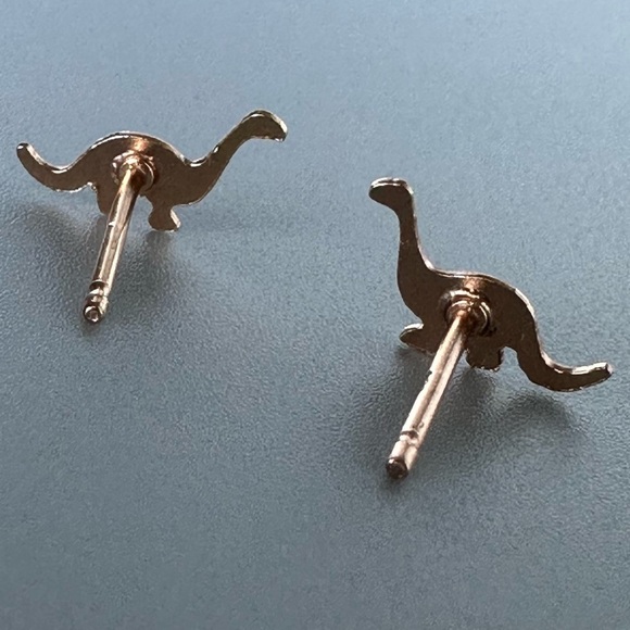 Rose Gold Dinosaur Stud Earrings - Picture 10 of 12